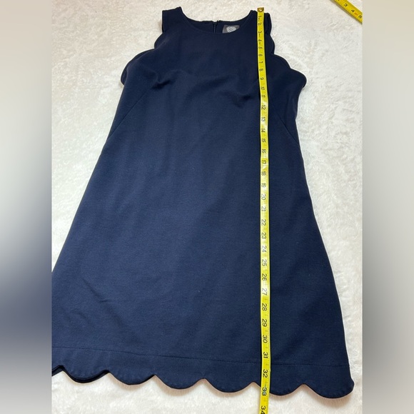 Vince Camuto Midnight Blue Scalloped Sleeveless Zippered Dress Size 4 - Picture 8 of 13